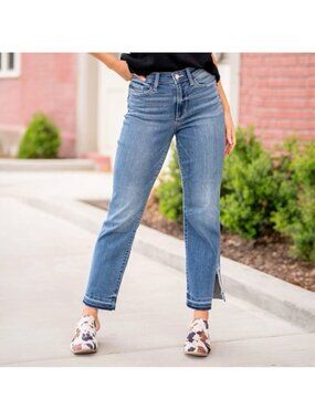 Judy Blue Jeans Size 13/31 High Rise Straight Side Stripe Stretch Denim 88641